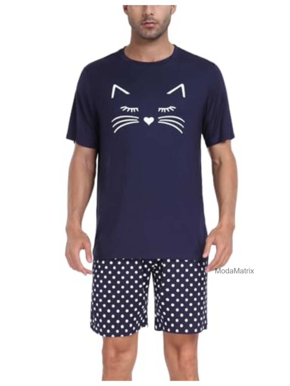 Mens Modal Pajama Set Short Sleeve Lounge Set 2 Piece